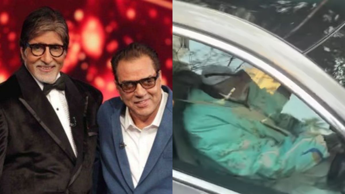 Amitabh Bachchan drives by himself to meet old friend Dharmendra at his Juhu bungalow | Watch