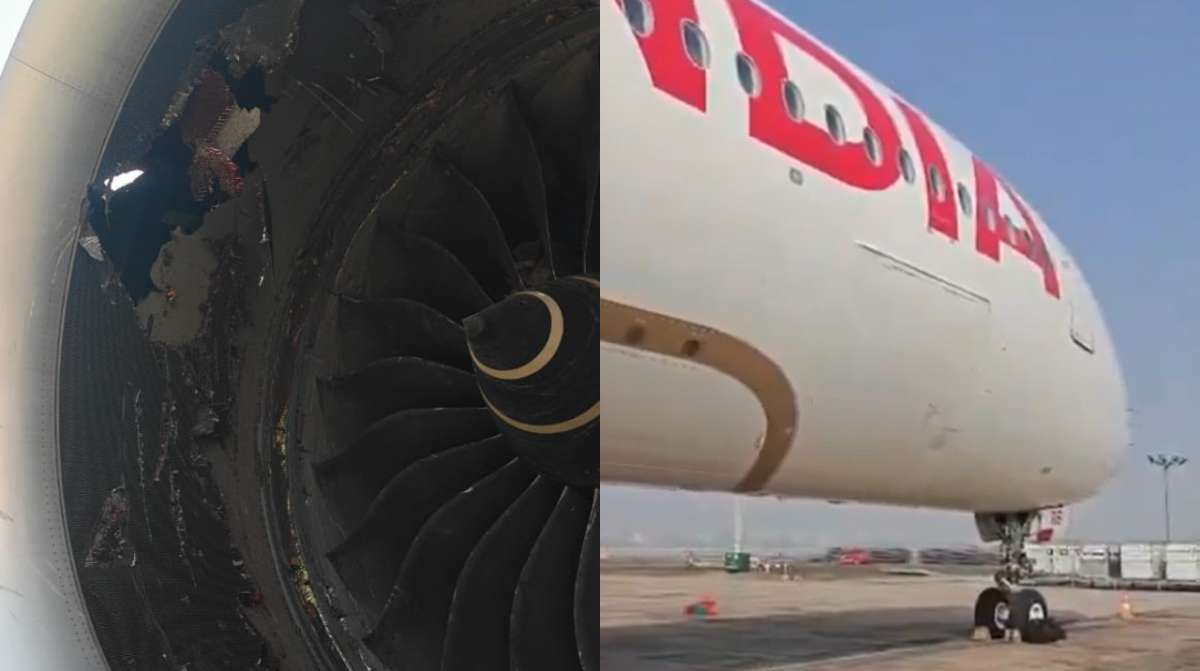 Air India aircraft suffers damage at Delhi Airport after engine sucks in baggage container | VIDEO