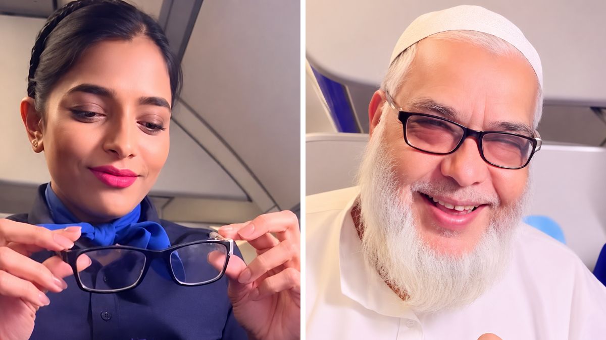 IndiGo flight attendant fixes passenger’s broken spectacles mid-flight, viral video melts hearts