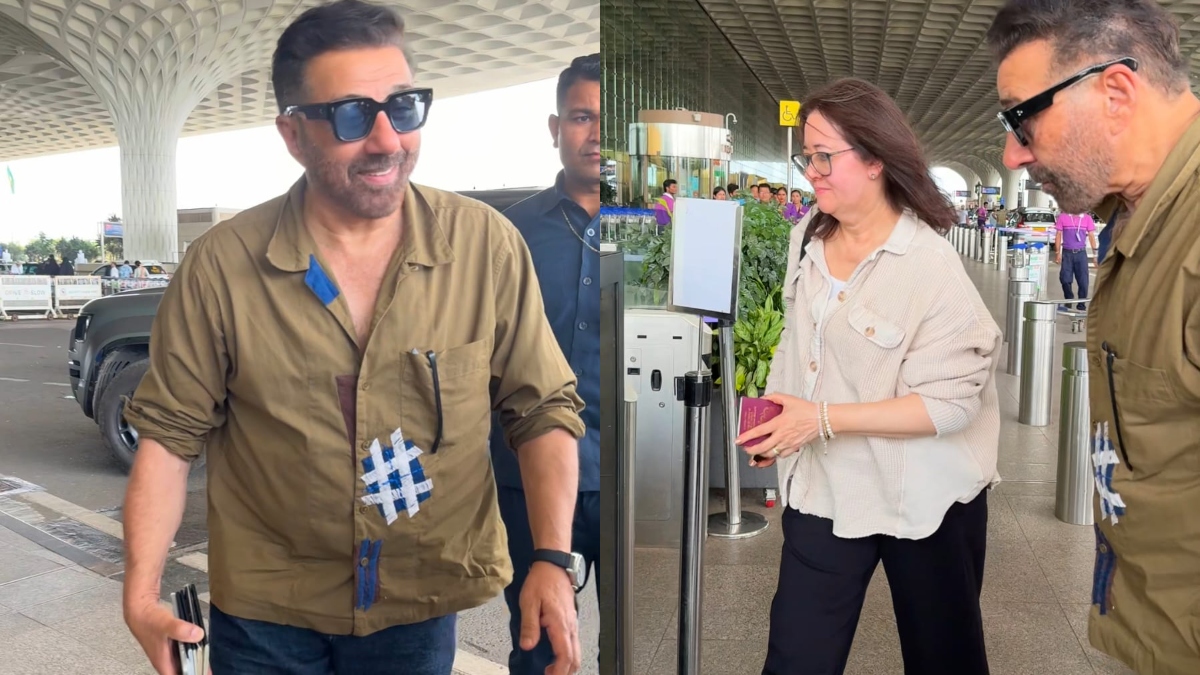 Sunny Deol makes rare appearance with wife Pooja at the airport, pics go viral