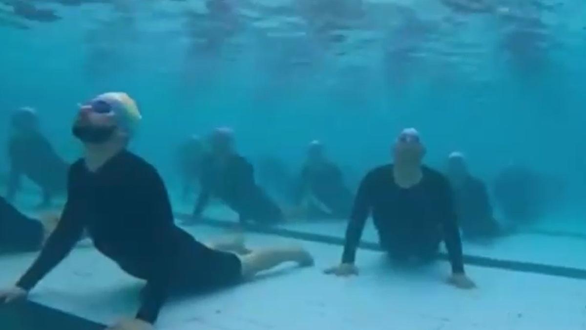 International Day of Yoga: 40 Indian Navy submariners perform yoga under water | Video