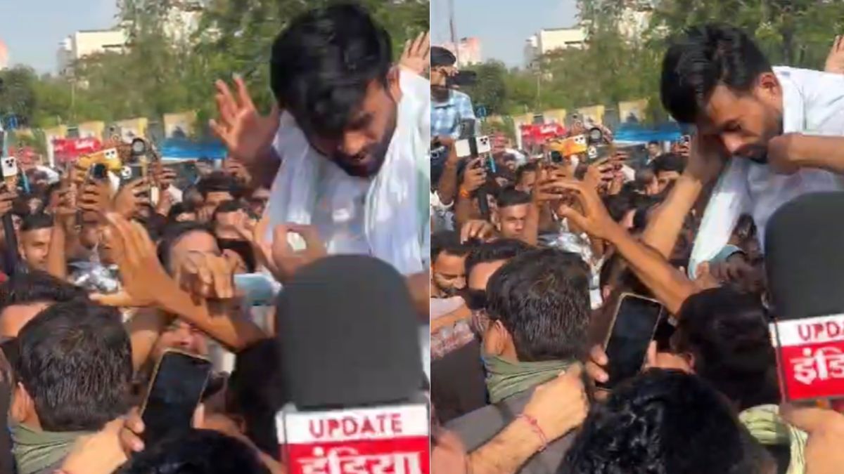 Cockroach Janata Party founder Abhijeet Dipke slapped during Jaipur protest | VIDEO