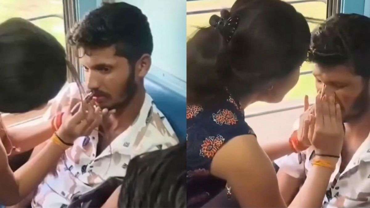 Woman accuses man of sexual harassment on train, passengers put bangles on his wrists, apply lipstick