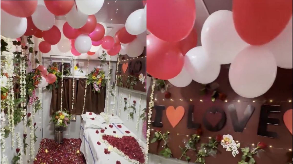 Romantic train decor for couple on ‘honeymoon’ sparks security concerns; TC suspended | VIDEO