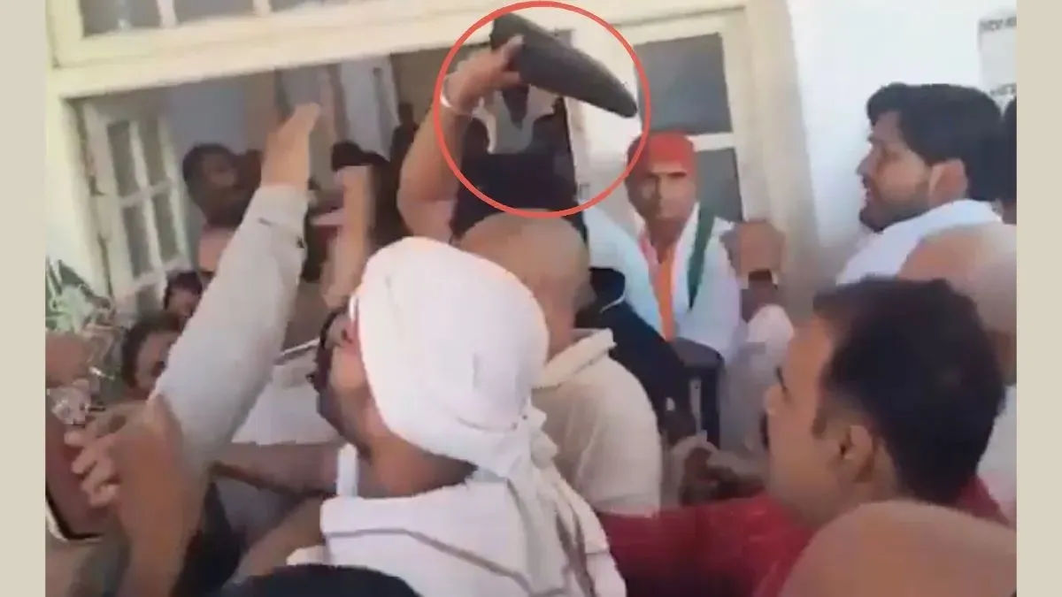 Shoes thrown, workers clashed at UP Congress HQ during swearing-in ceremony of Aradhana Mishra | Watch